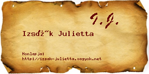 Izsák Julietta névjegykártya
